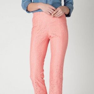 Anthropologie pink lace pants